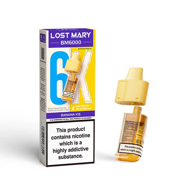 Lost Mary BM6000 Banana Ice Prefilled Vape Pods - 20mg