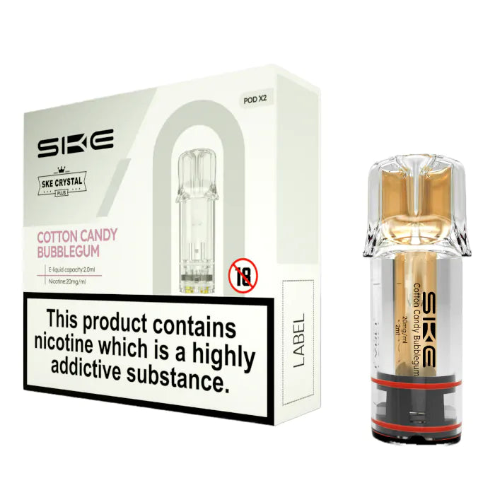SKE Crystal PLUS Prefilled Pods - Cotton Candy Bubblegum - 2PK