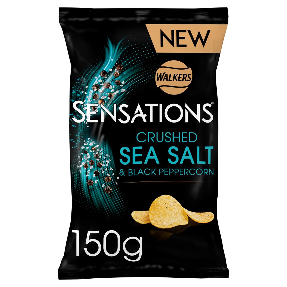 Sensations Crushed Sea Salt & Black Peppercorn Flavour Potato Crisps 150g