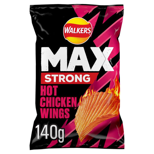 Walkers Max Strong Hot Chicken Wings Crisps 140G