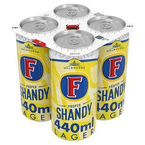 Fosters Proper Lager Shandy Beer Can 4x440ml