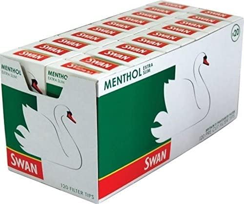 Swan Menthol Extra Slim Pre Cut Filter Tips - 1 Box of 20 Packets by Trendz