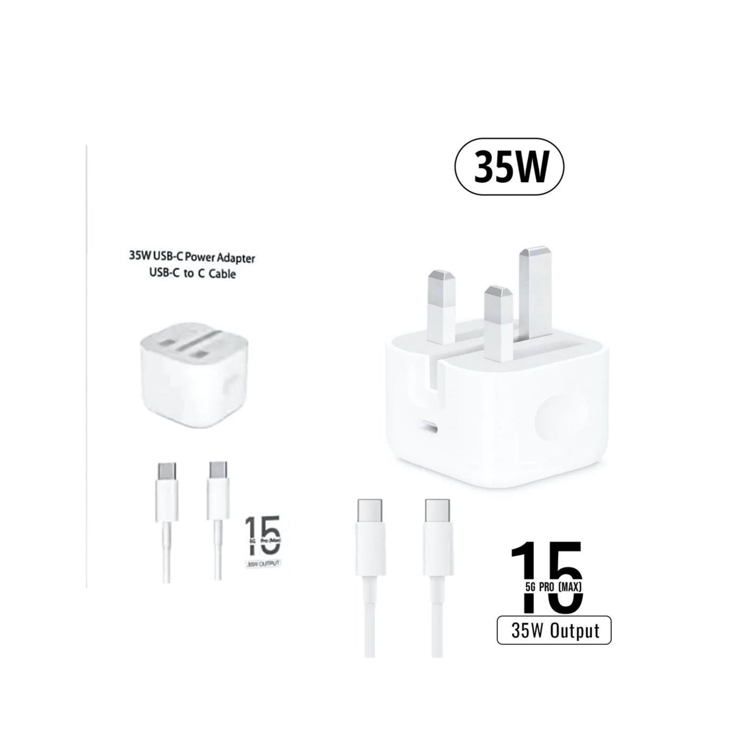 35W USB-C Power Adapter with USB-C to USB-C Cable – Fast Charging & High-Speed