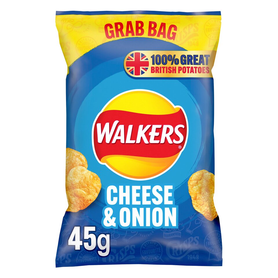 Walkers Cheese & Onion Grab Bag Crisps 45g