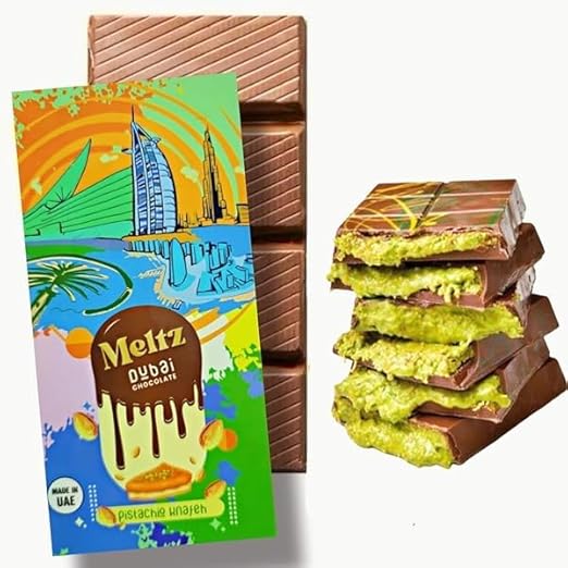 Meltz Dubai Pistachio Knafeh Chocolate 150g | Premium Middle Eastern Dessert (Pack of 1)