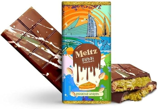 Meltz Dubai Pistachio Knafeh Chocolate 192g | Premium Middle Eastern Dessert (Pack of 1)