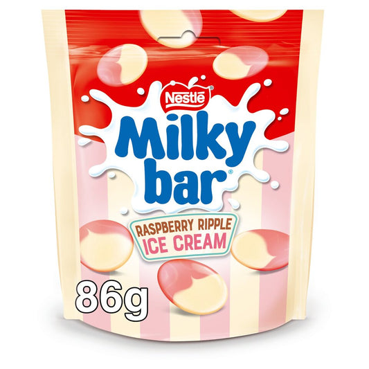 Nestle Milkybar Raspberry Ripple Ice Cream Flavour White Chocolate Pieces 86g