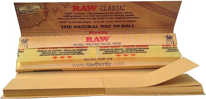 Rolling Paper Raw Connoisseur King Size Slim Plus Tips 24 Pieces