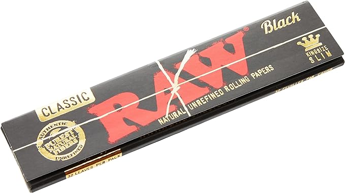 RAW 18236 Black King Size Slim Classic Ultra Thin 50 Booklets of 32 Sheets Paper