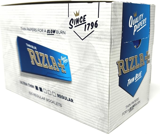 RIZLA REGULAR BLUE - FULL BOX OF 100 BOOKLETS - NEW UK PACKAGING