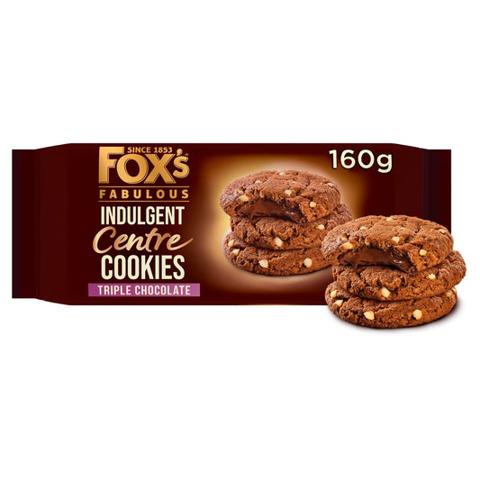 Fox's Indulgent Centre Cookie Triple Chocolate Biscuit 160G