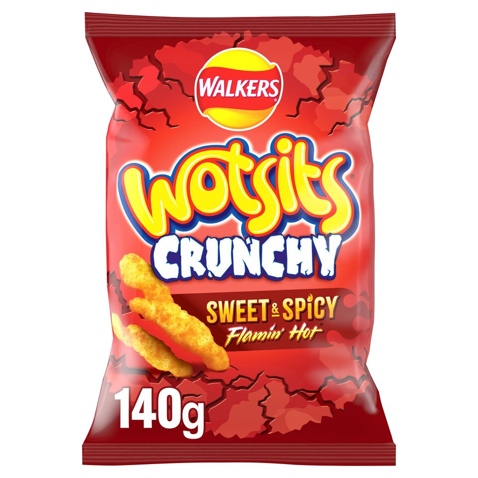 Walkers Wotsits Crunchy Flamin' Hot Sharing Bag Crisps 140g