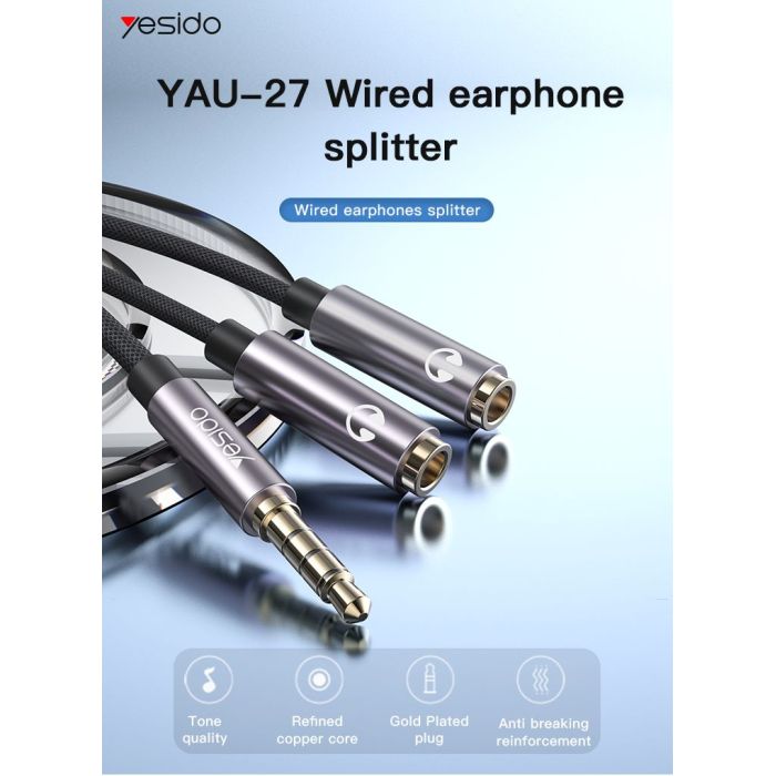 AUX Audio Cable 3.5mm Male Jack To Female Port Earphone Splitter