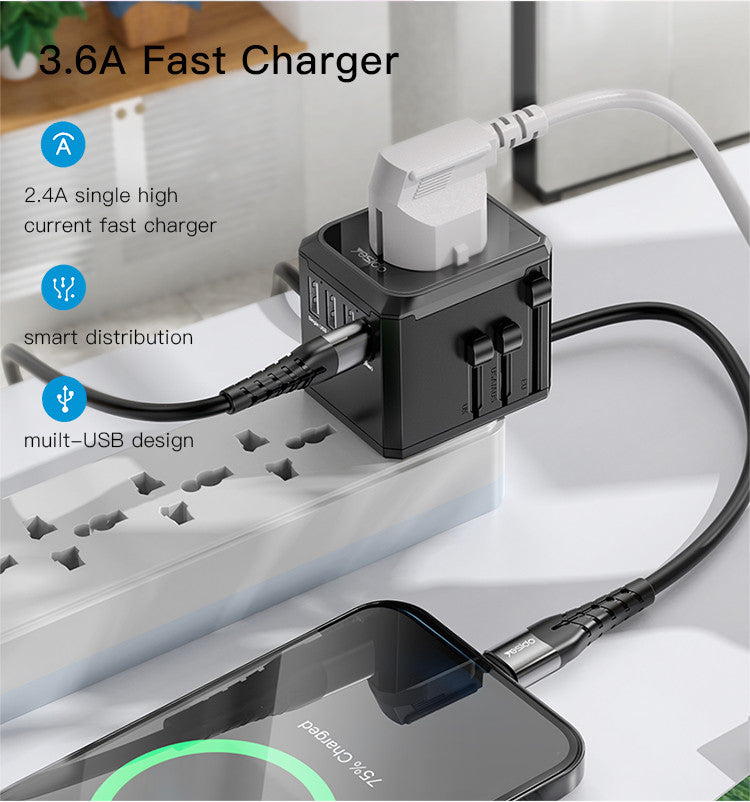 Universal Travel Adapter with Plug, USB and C ports