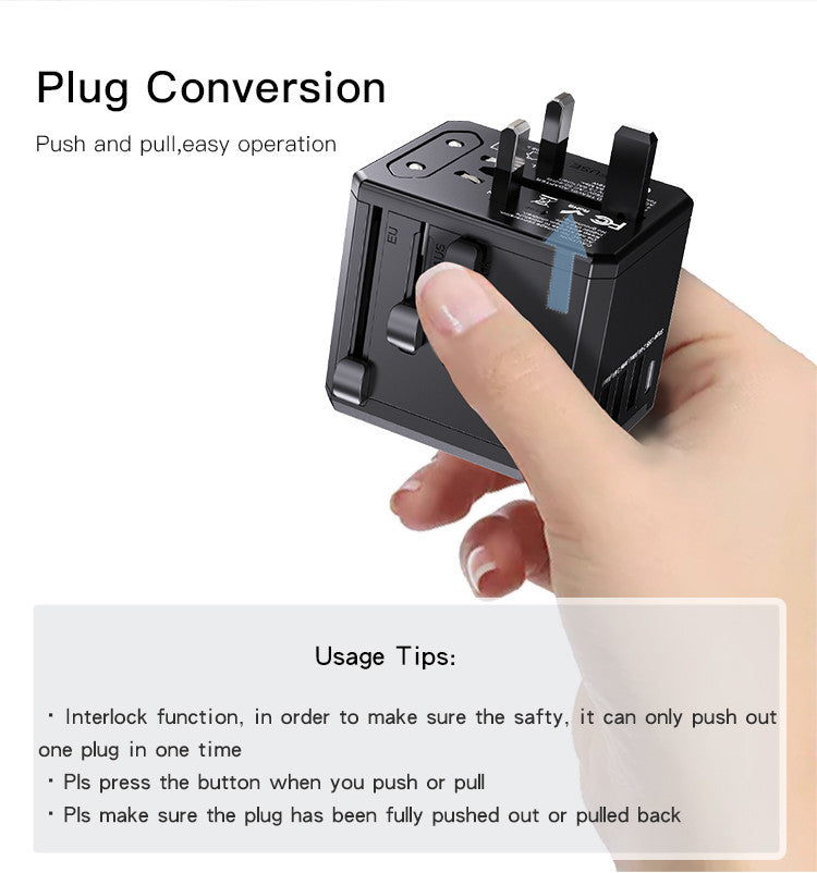 Universal Travel Adapter with Plug, USB and C ports