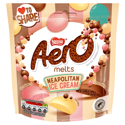 Nestle Aero Melts Neapolitan Ice Cream Pouch