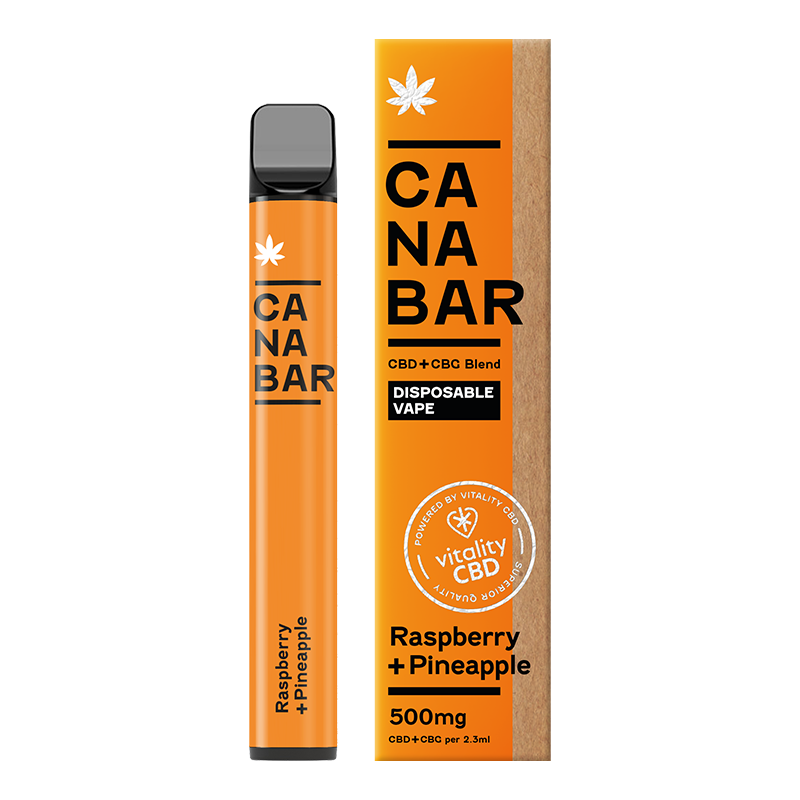 Raspberry + Pineapple CANABAR™ Disposable CBD Vape Device 500mg CBD + CBG