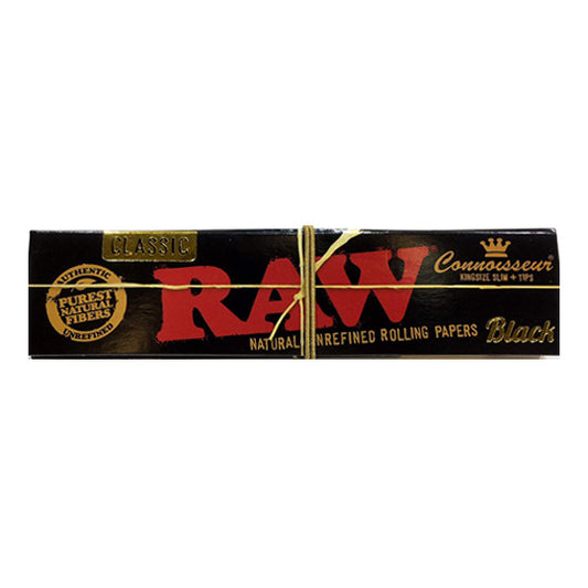 Raw Black Kingsize Classic Connoisseur Rolling Papers & Tips