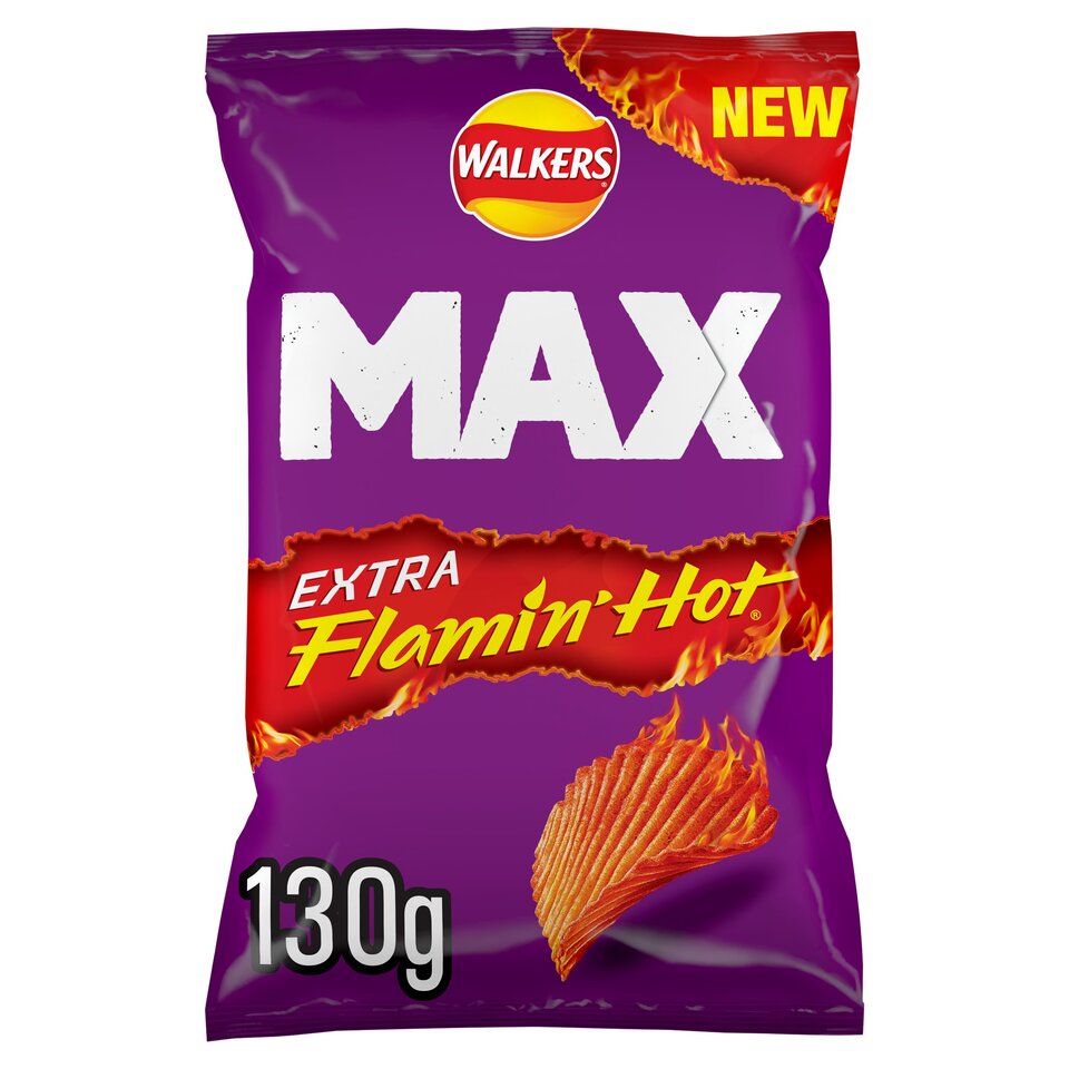 Walkers Max Extra Flamin' Hot Potato Crisps 130g