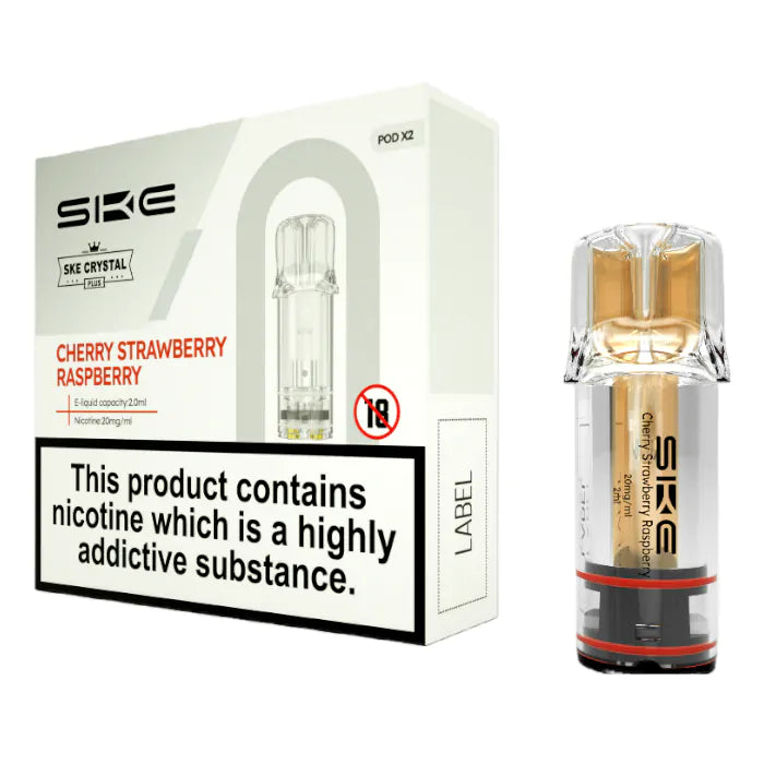 SKE Crystal PLUS Prefilled Pods - Cherry Strawberry Raspberry - 2PK