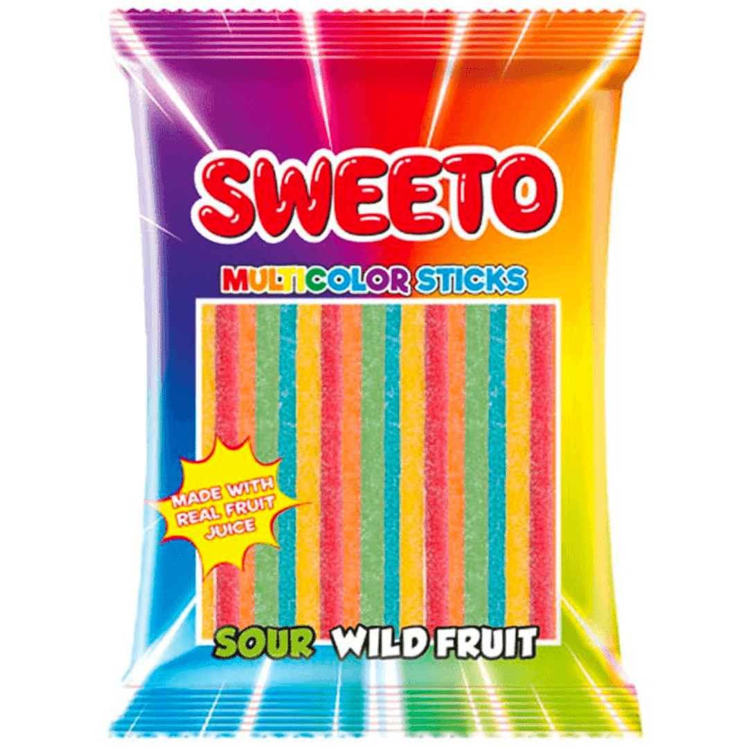 Sweeto Multicolour Sticks Sour Wild Fruit (80g)